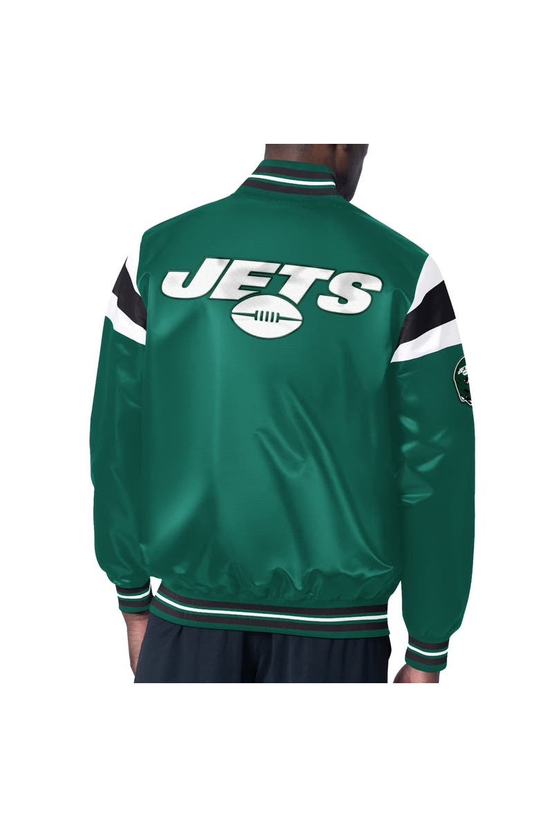 STARTER Men's Starter Green New York Jets Satin Full-Snap Varsity Jacket, Alternate, color, 