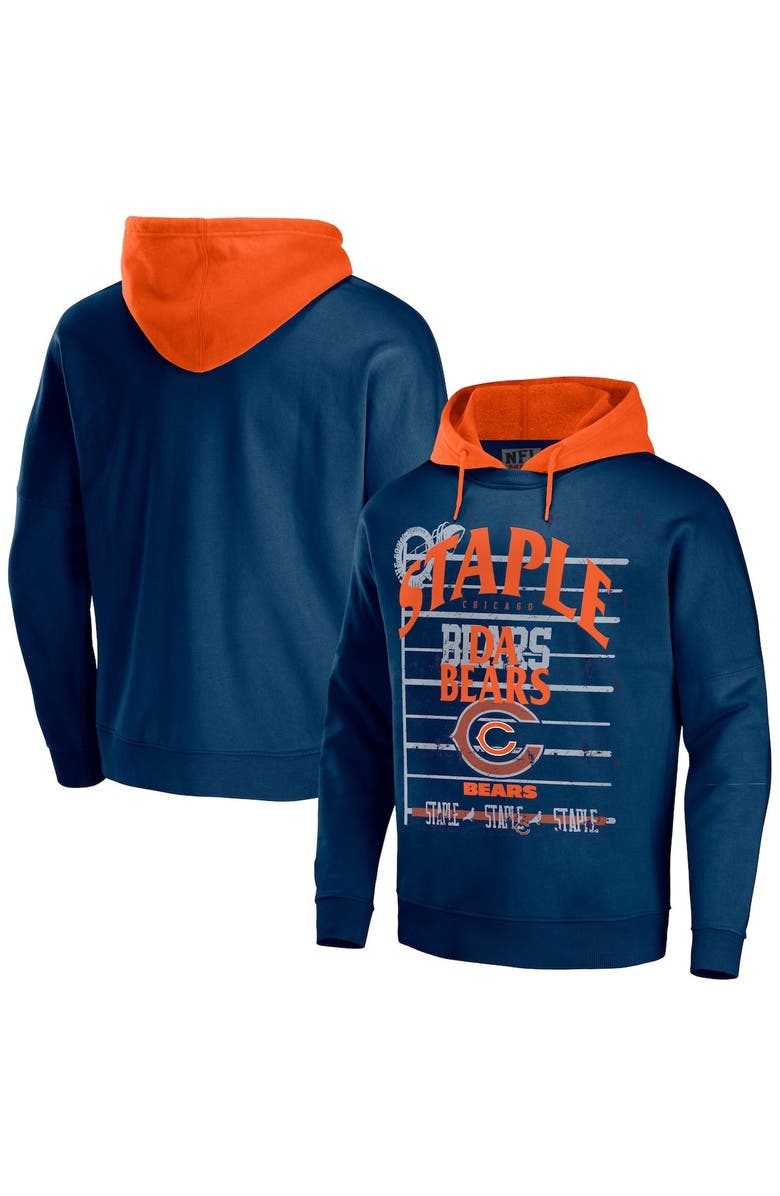 STAPLE Men's NFL x Staple Navy Chicago Bears Throwback Vintage Wash Pullover Hoodie, Main, color, 