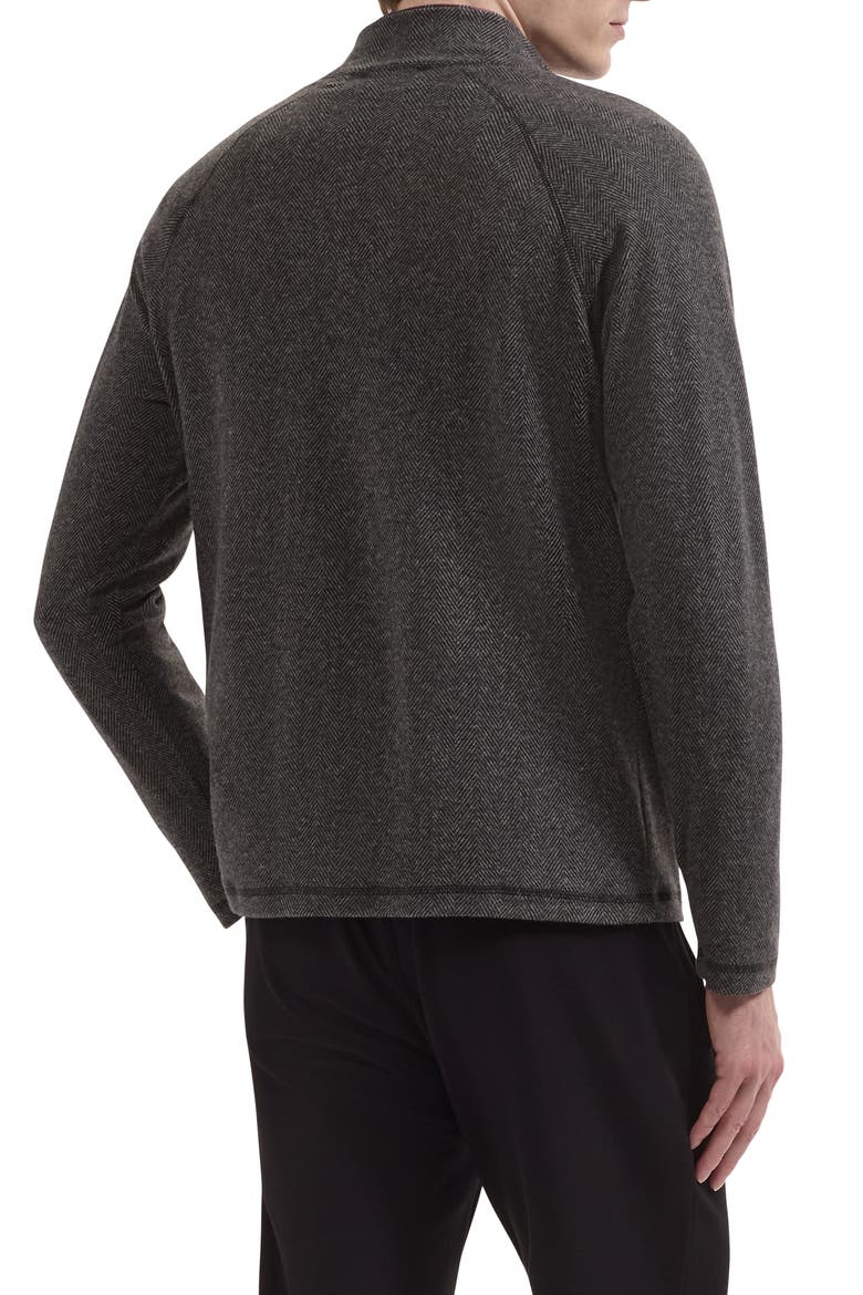 Herringbone Quarter Zip Knit Top, Alternate, color, BLACK