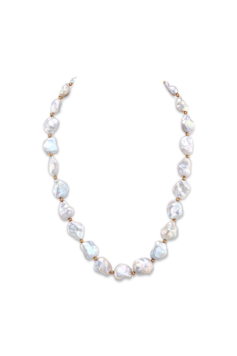 White Freshwater Cultured Keshi Pearl Amara Necklace for Women, Main, color, Yellow Gold Fill