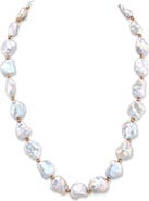 The Pearl Source White Freshwater Cultured Keshi Pearl Amara Necklace for Women