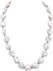 The Pearl Source White Freshwater Cultured Keshi Pearl Amara Necklace for Women