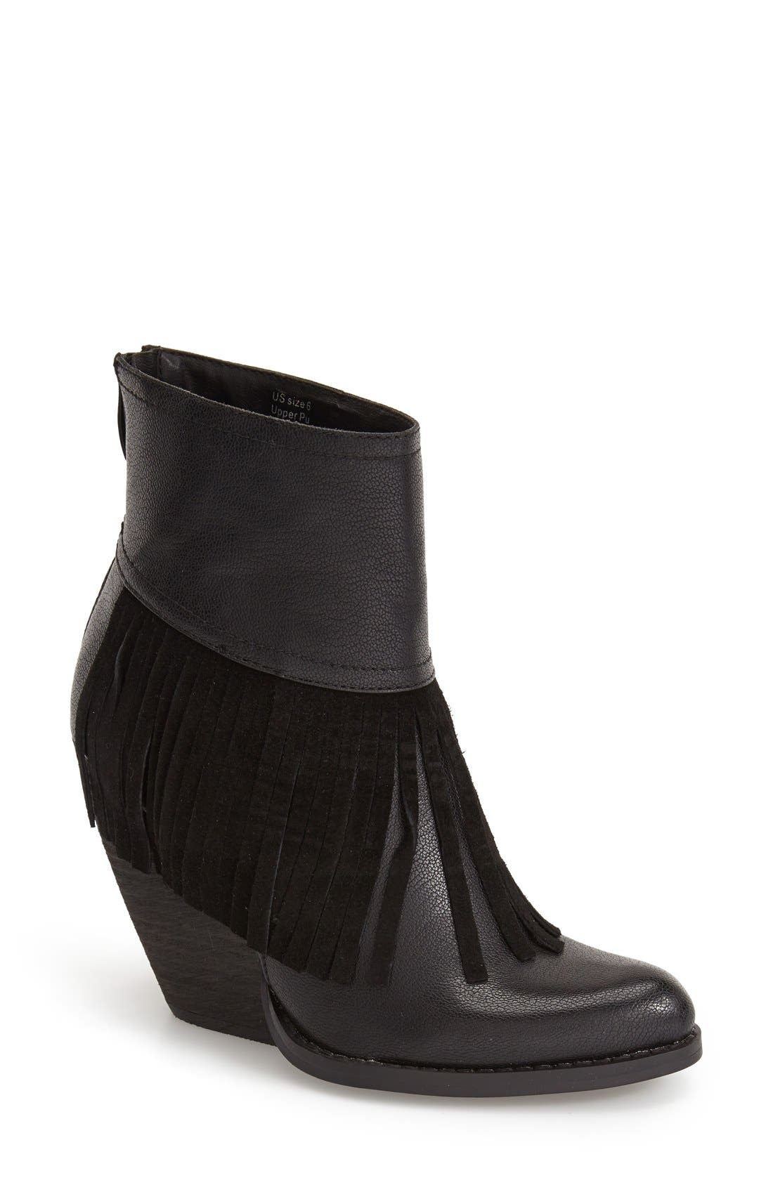 Very Volatile 'Khloe' Fringe Demi Wedge Boot, Main, color, 