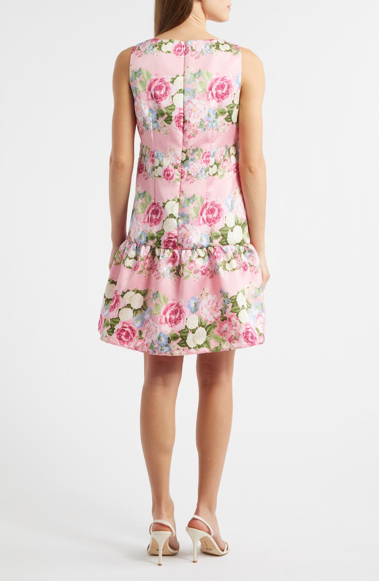 Anne Klein Floral Ruffle Hem Sleeveless Dress, Alternate, color, Carnation Pink Multi