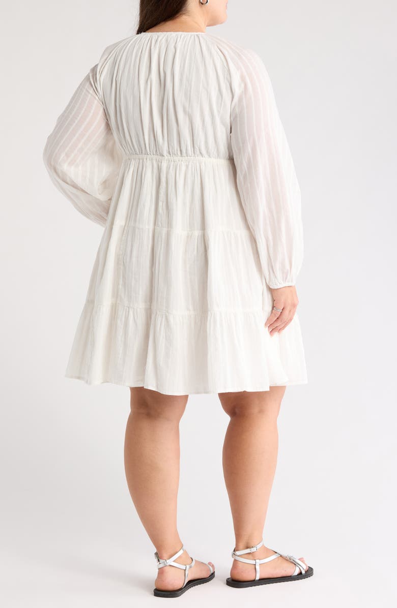 Treasure & Bond Tiered Long Sleeve Babydoll Dress, Alternate, color, Ivory Egret