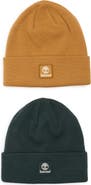 Timberland 2-Pack Logo Patch Ribbed Beanies