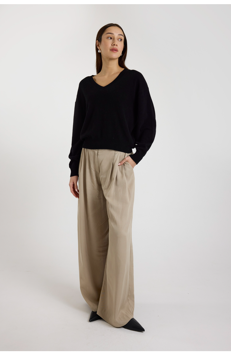 Brodie Pure Cashmere Matilda V-Neck 100% Cashmere Sweater, Alternate, color, Black