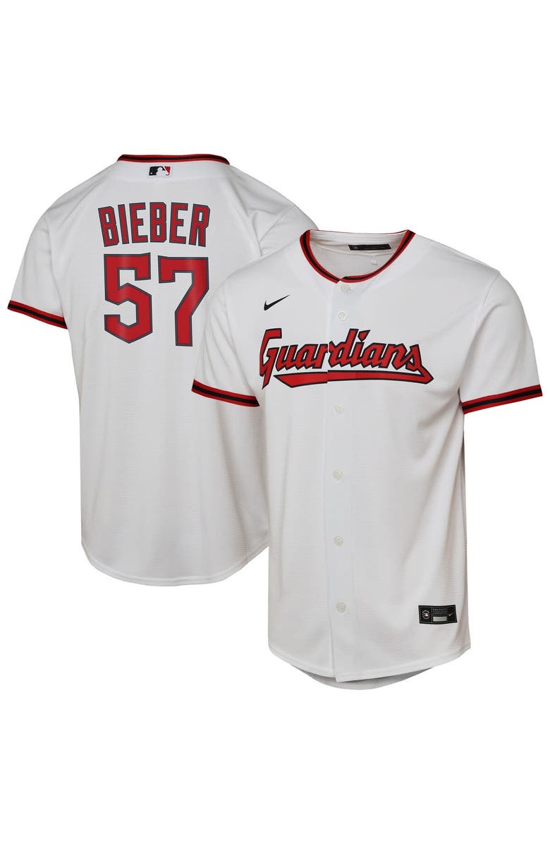 Nike Youth Nike Shane Bieber White Cleveland Guardians Home Replica Player Jersey, Main, color,