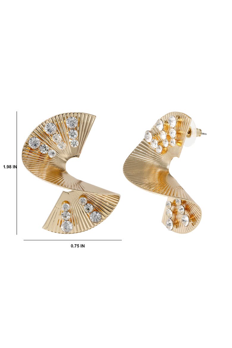 BCBGeneration Sculpted Fan Crystal Earrings, Alternate, color, Gold