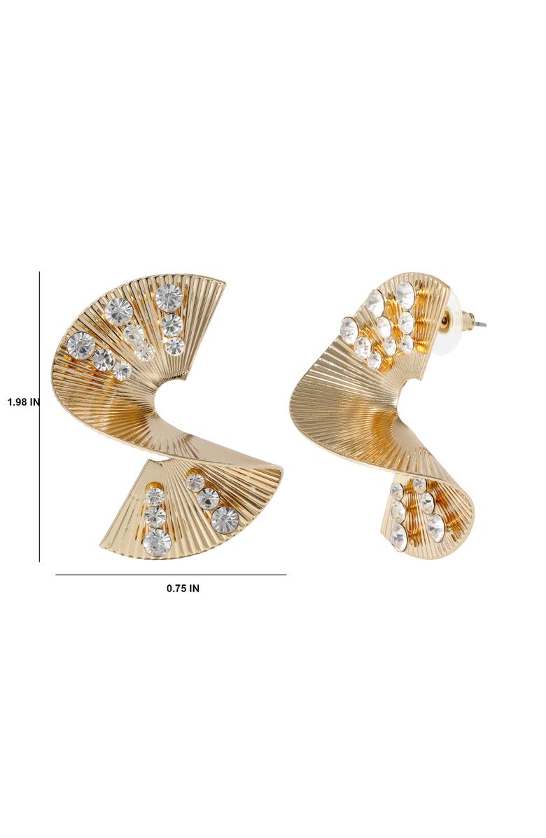 BCBG Generation BCBGeneration Sculpted Fan Crystal Earrings, Alternate, color, Gold