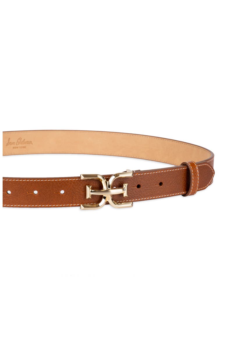 Logo Buckle Leather Belt, Alternate, color, SADDLE
