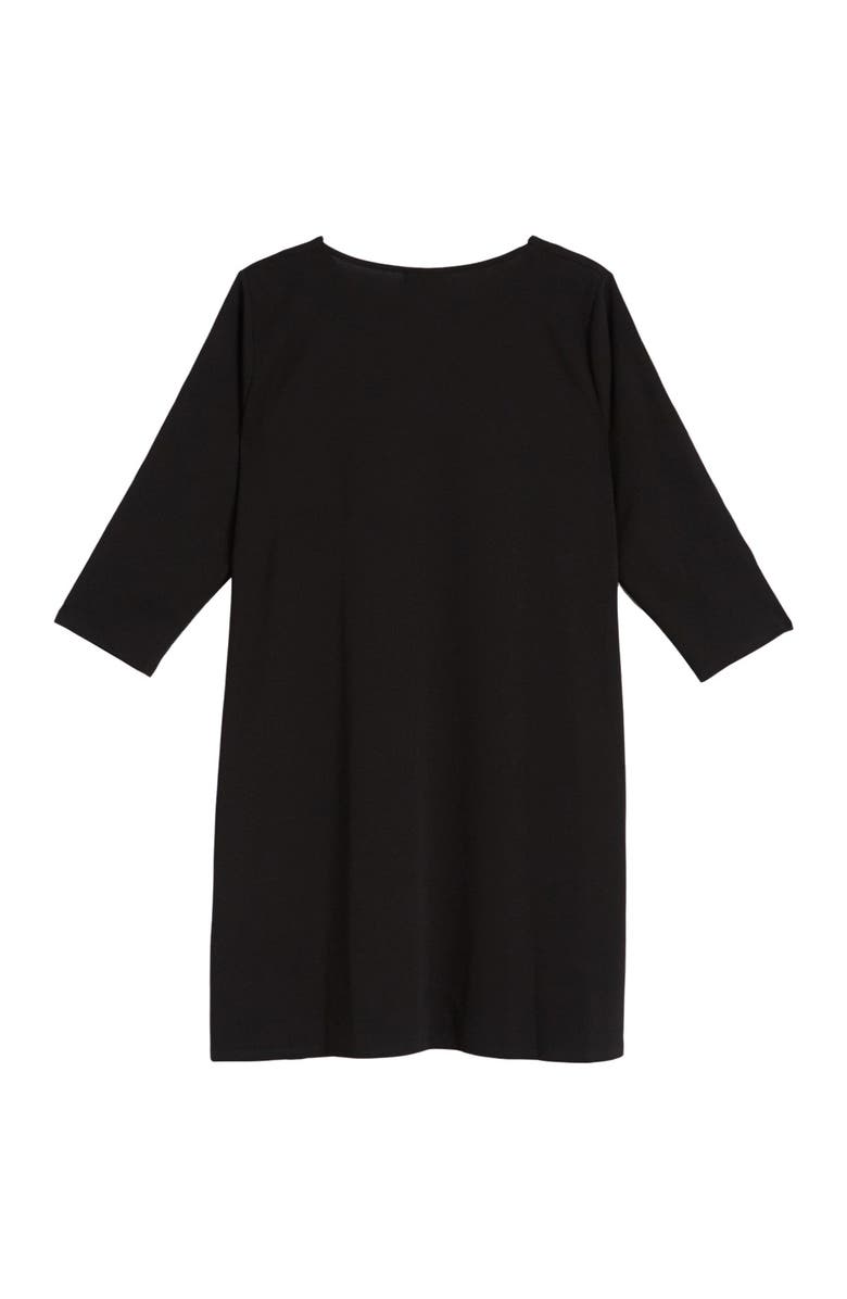 Nina Leonard Grommet Trim Three-Quarter Sleeve Dress, Alternate, color, 