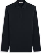 Bugatchi Ottoman Rib Half Zip Long Sleeve Polo