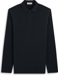 Bugatchi Ottoman Rib Half Zip Long Sleeve Polo