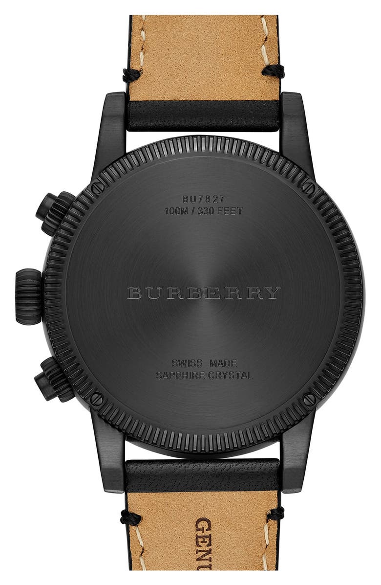 Burberry Round Leather Strap Watch, 42mm, Alternate, color, 