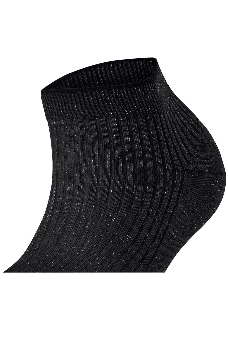 Metallic Rib Quarter Socks, Alternate, color, BLACK