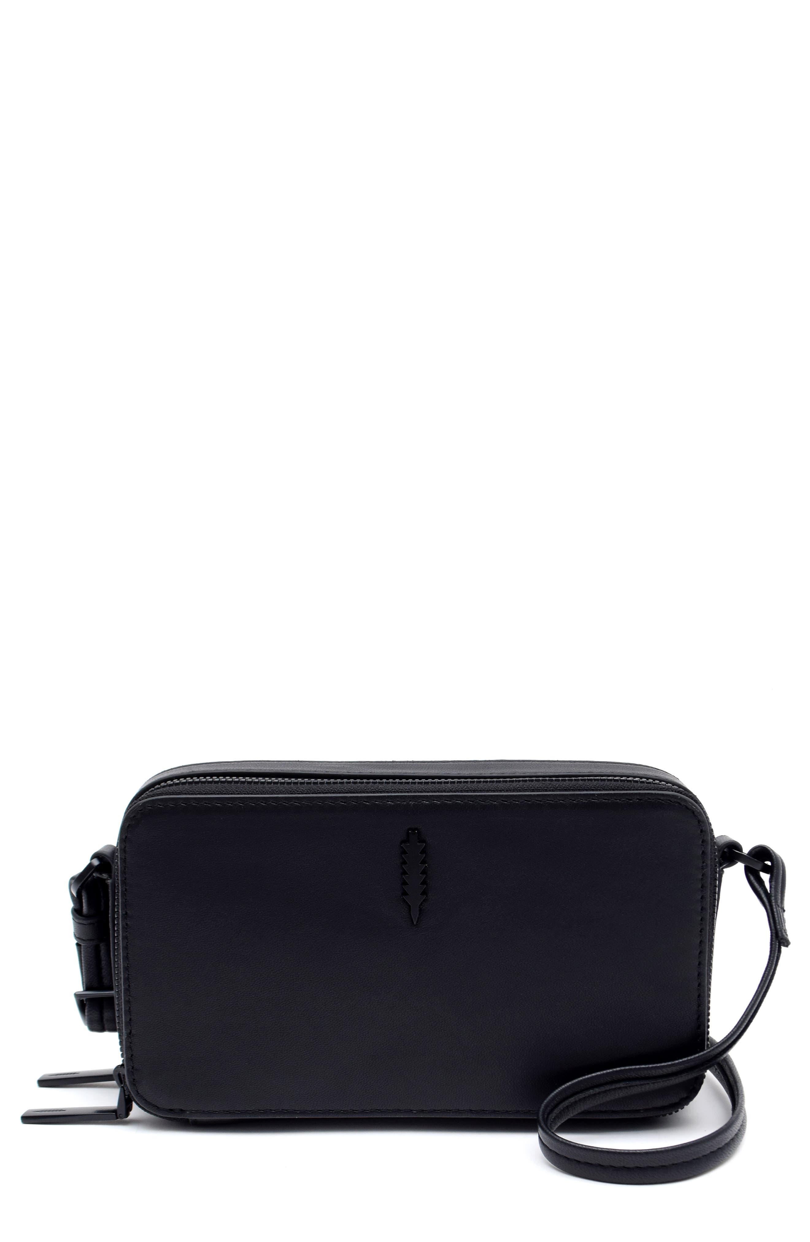 Thacker Riley Leather Crossbody Bag, Main, color, Black