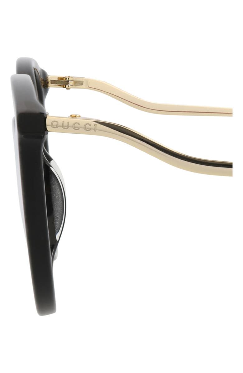 Gucci 51mm Round Optical Frames, Alternate, color, Black Gold Transparent