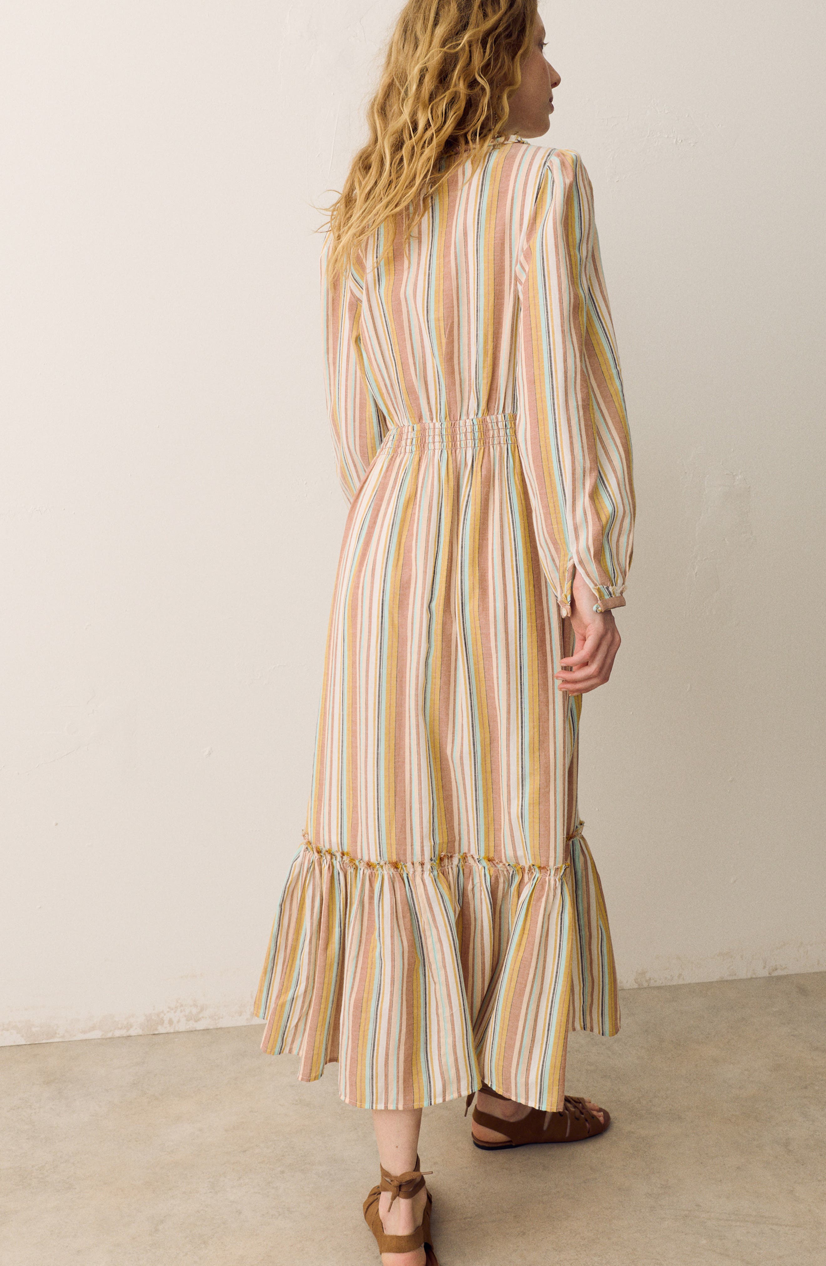 long sleeve striped maxi dress White Maxi Dress - Metallic Striped Maxi Dress - Long Sleeve Maxi