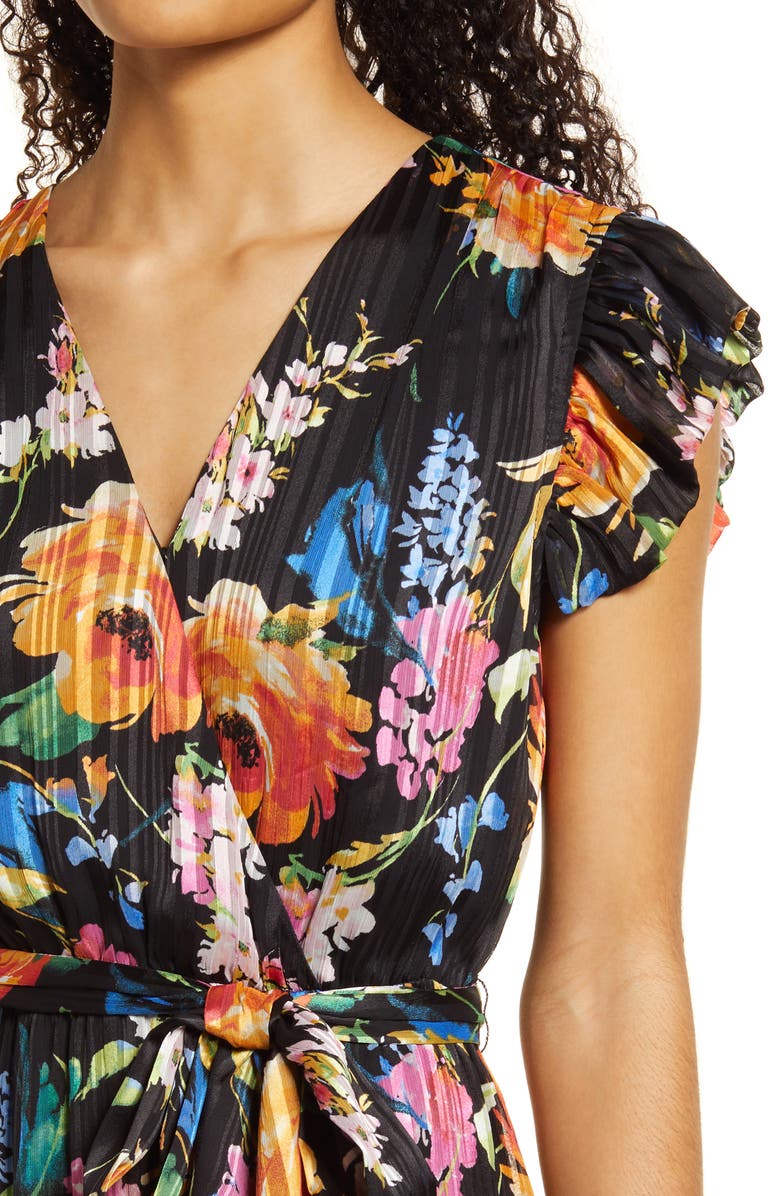 Sam Edelman Sam Edlelman Floral Faux Wrap Midi Dress, Alternate, color, 