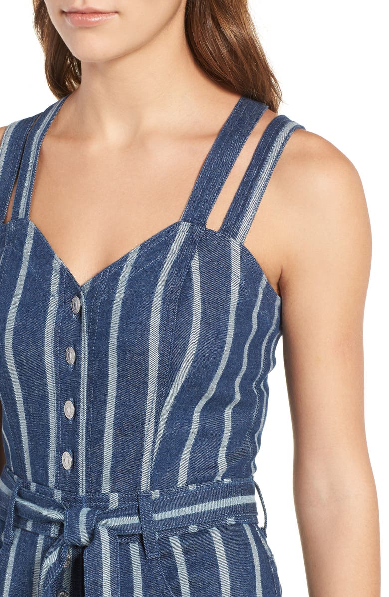 7 For All Mankind <sup>®</sup> Denim Culotte Jumpsuit, Alternate, color,