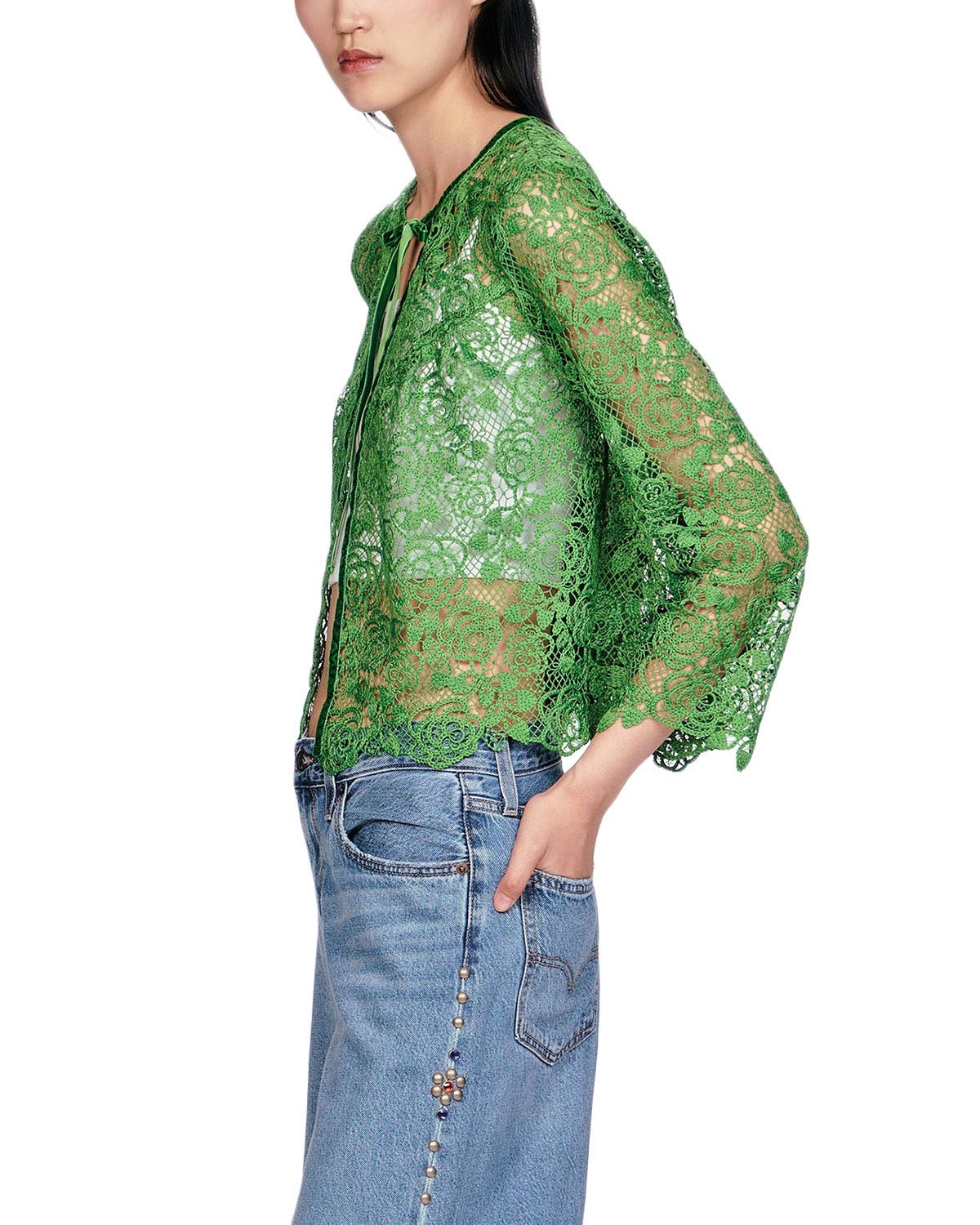 Rose Crochet Lace Bed Jacket - image 2