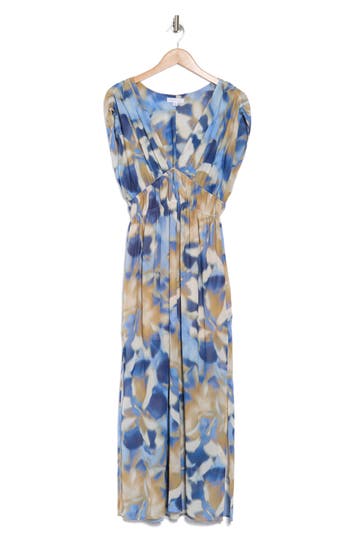 Socialite V-neck Maxi Dress In Taupe Blue Blur