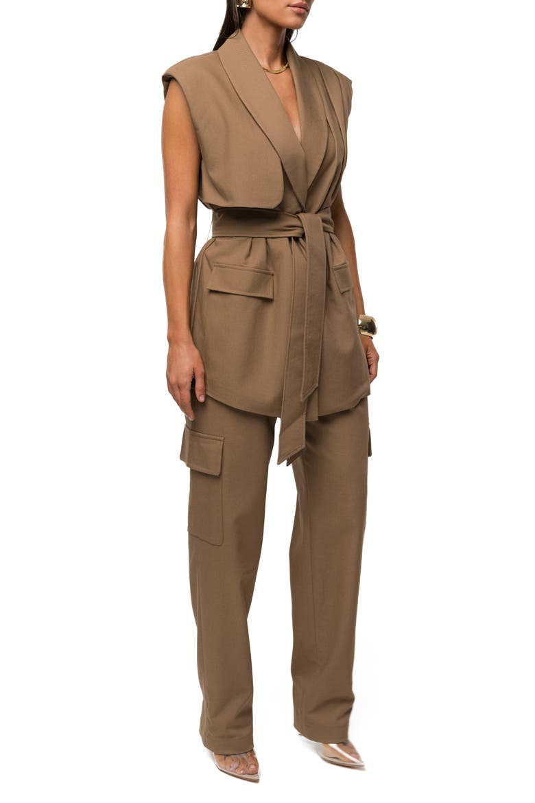 Jeanie Belted Vest, Alternate, color, BROWN
