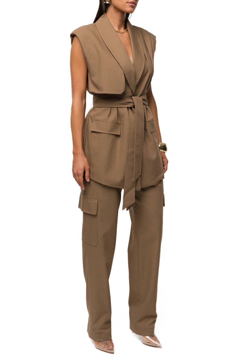 JLUXLABEL Jeanie Belted Vest, Alternate, color, Brown