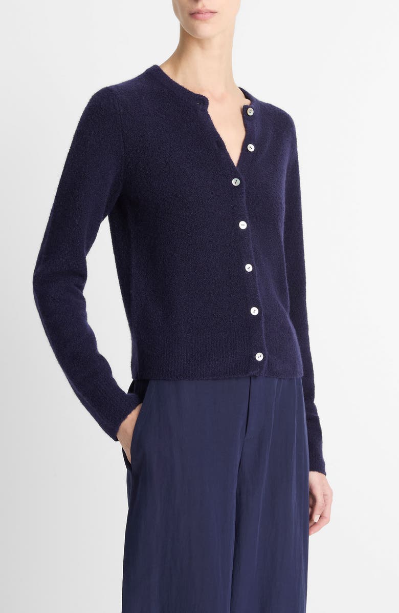Vince Silk & Cashmere Bouclé Cardigan, Main, color, Twilight