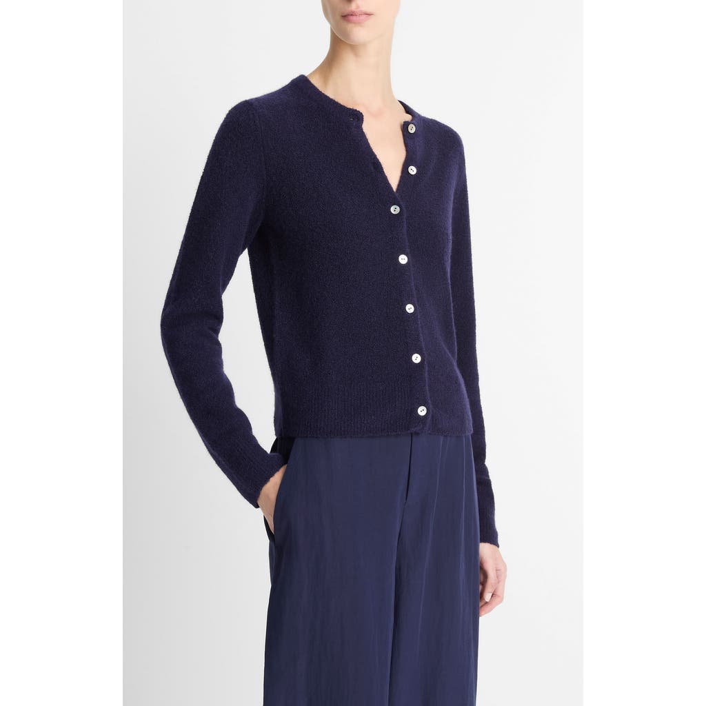 Vince Soft Boucle Cardigan Twilight In Blue