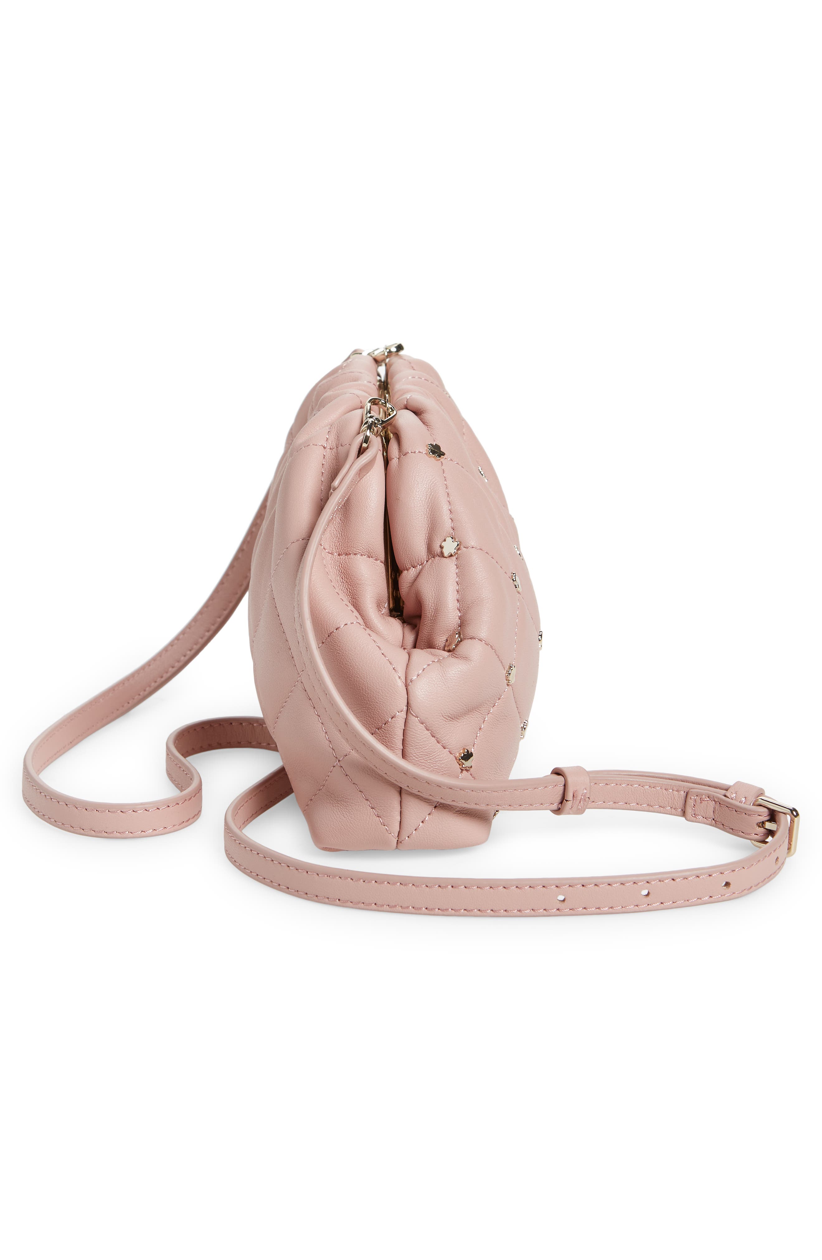 Pandorh Stud Quilted Leather Clutch, Alternate, color, PALE PINK