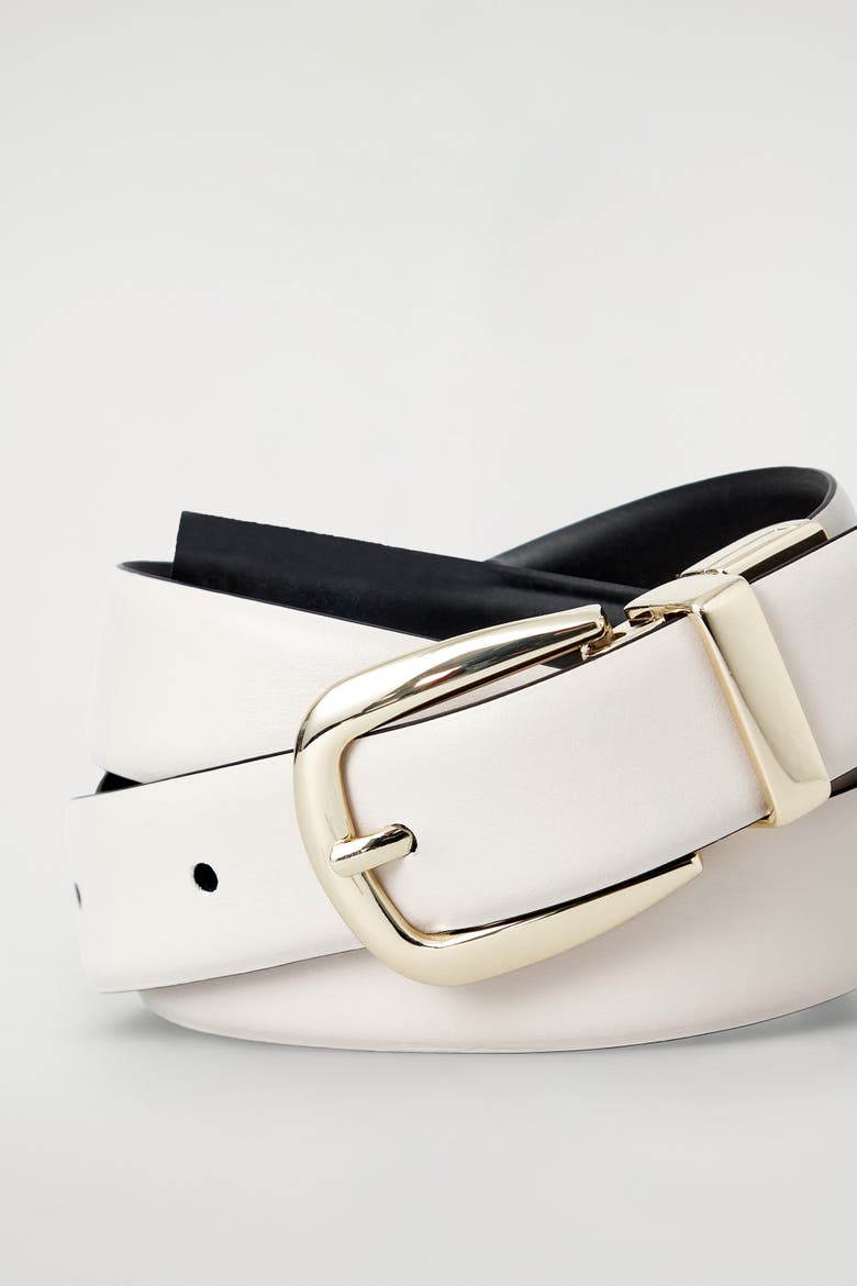 Reversible Leather Belt, Alternate, color, BLACK / ECRU
