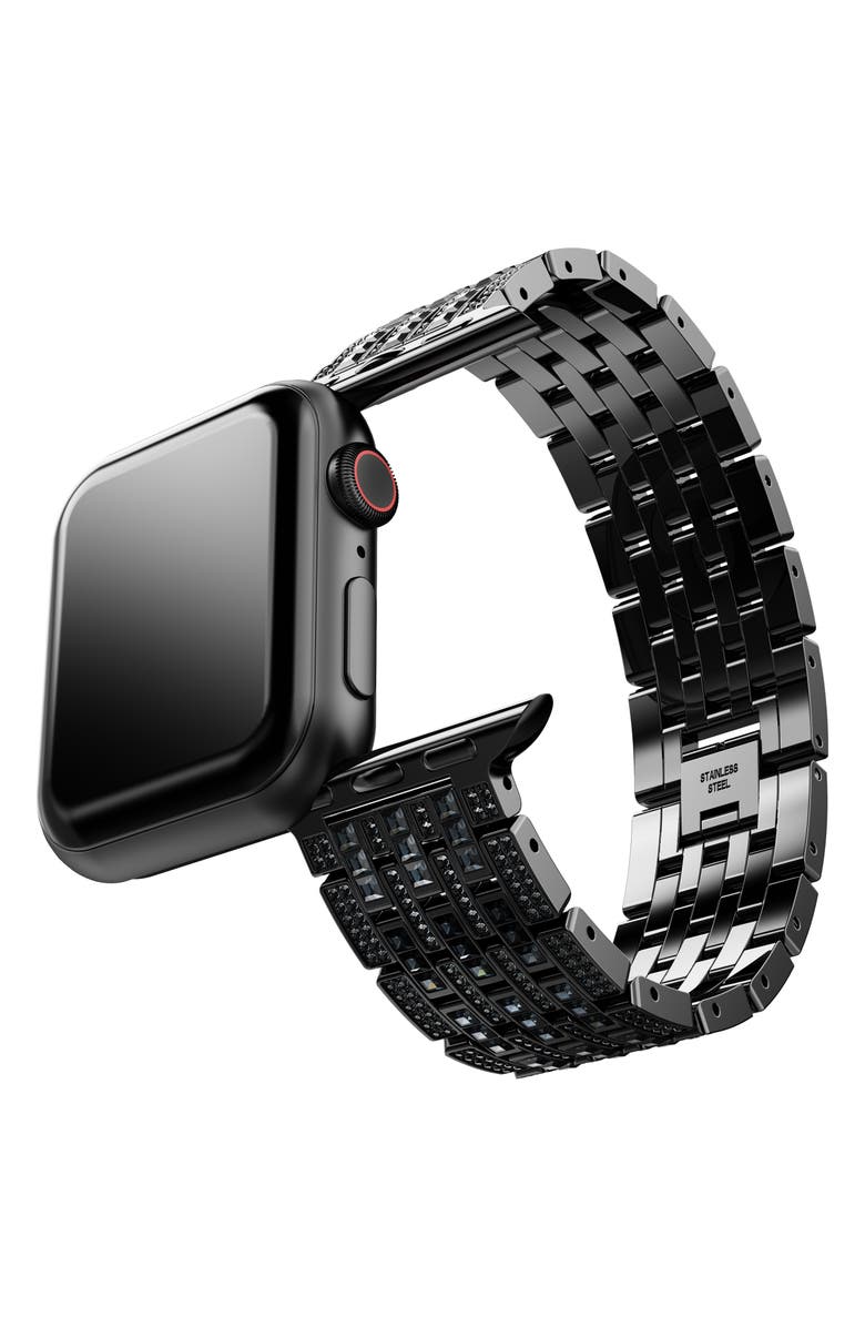 Swarovski Sparkling Princess 20mm Apple Watch<sup>®</sup> Watchband, Alternate, color, Black