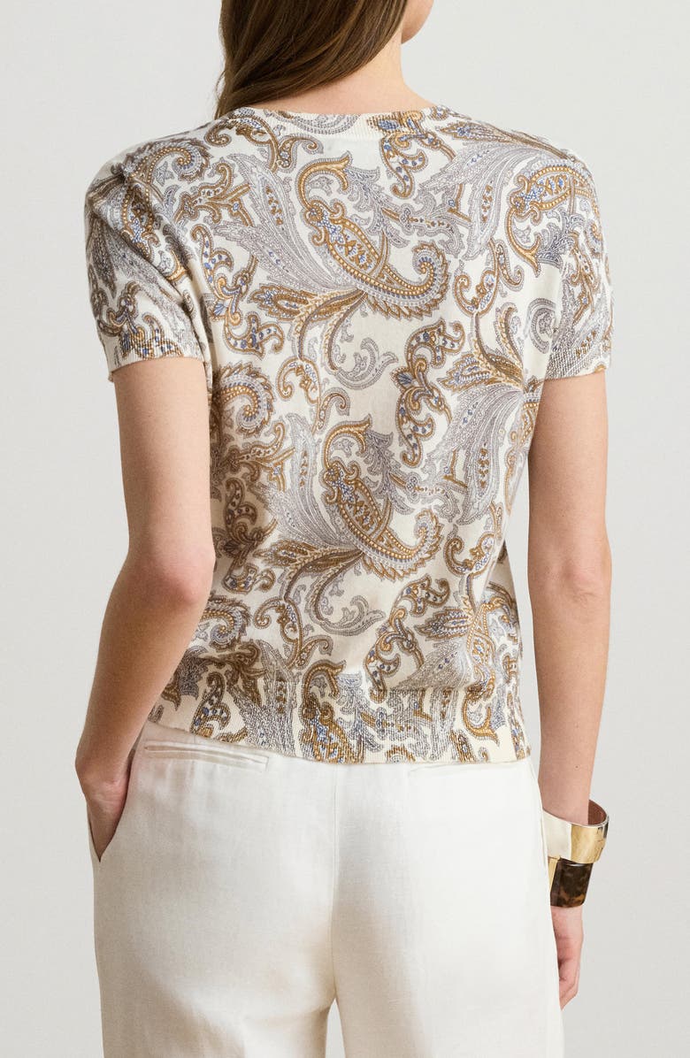 Lauren Ralph Lauren Paisley Short Sleeve Sweater, Alternate, color, Cream/ Multi