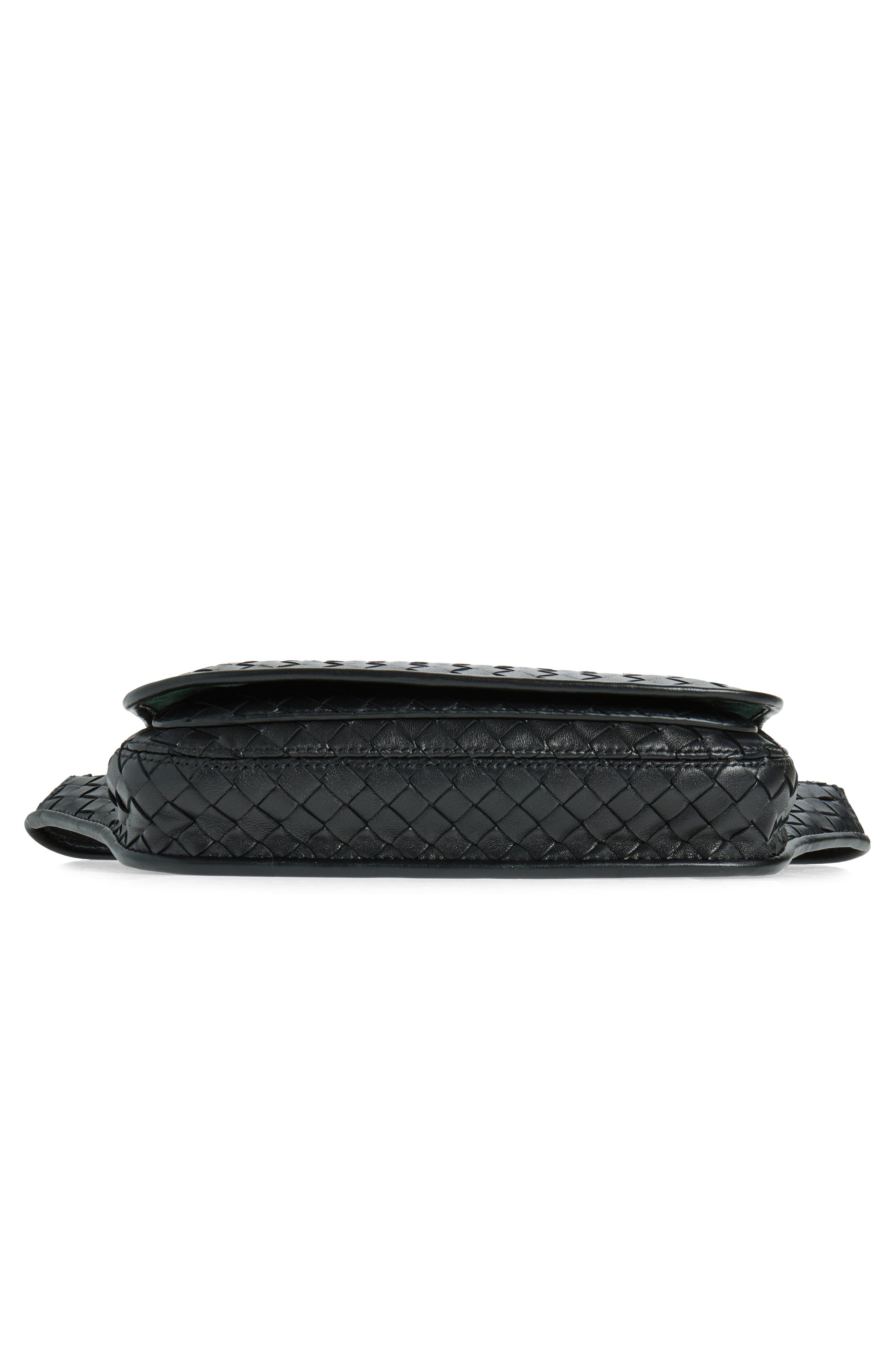 Veneto Intrecciato Leather Sling Bag, Alternate, color, BLACK-VINTAGE SILVER