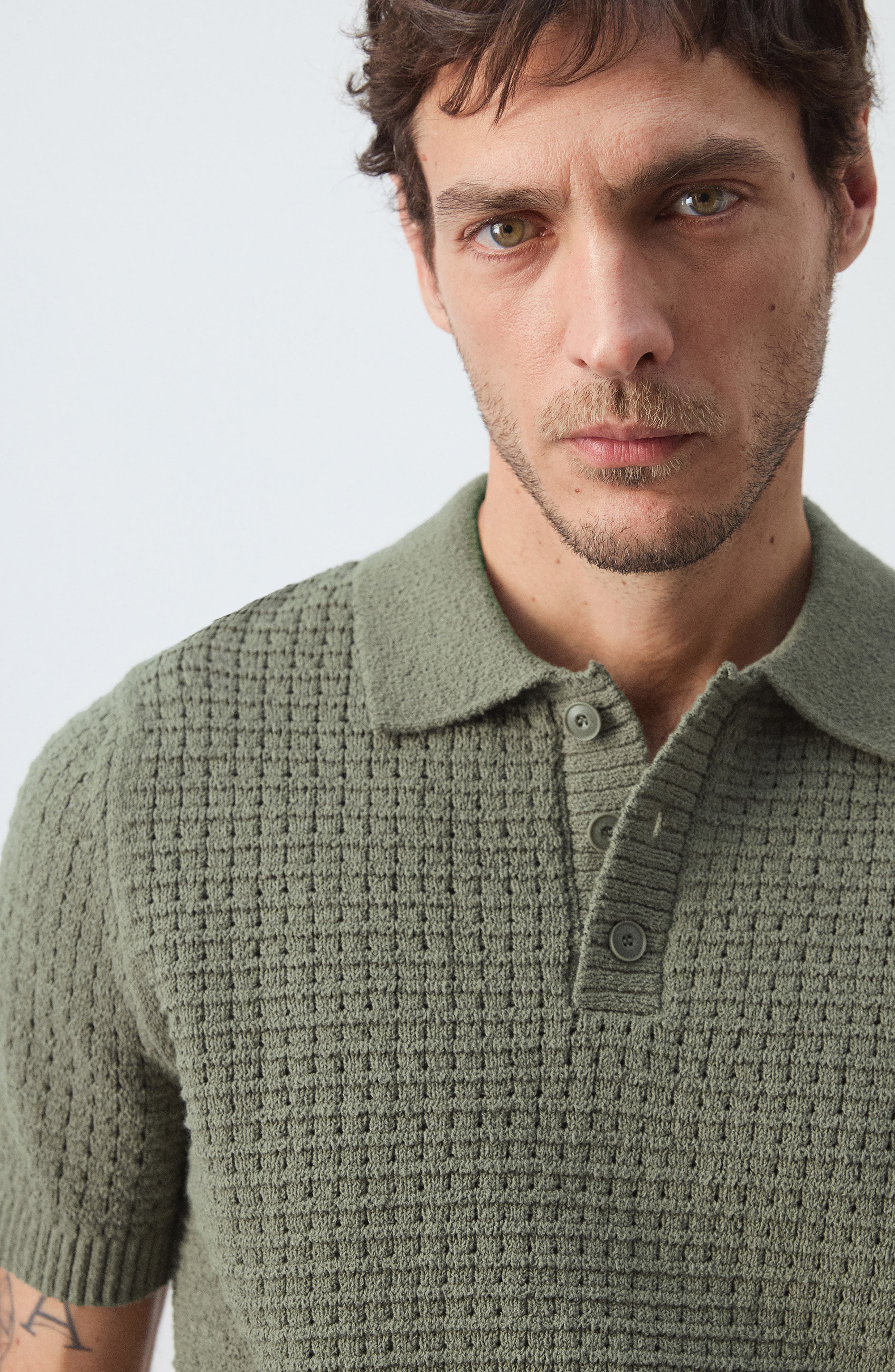 MANGO Waffle Knit Polo Sweater (Men) | Nordstrom