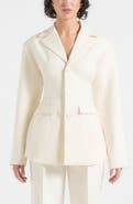 Manière De Voir Claire Wide Shoulder Cinch Waist Blazer