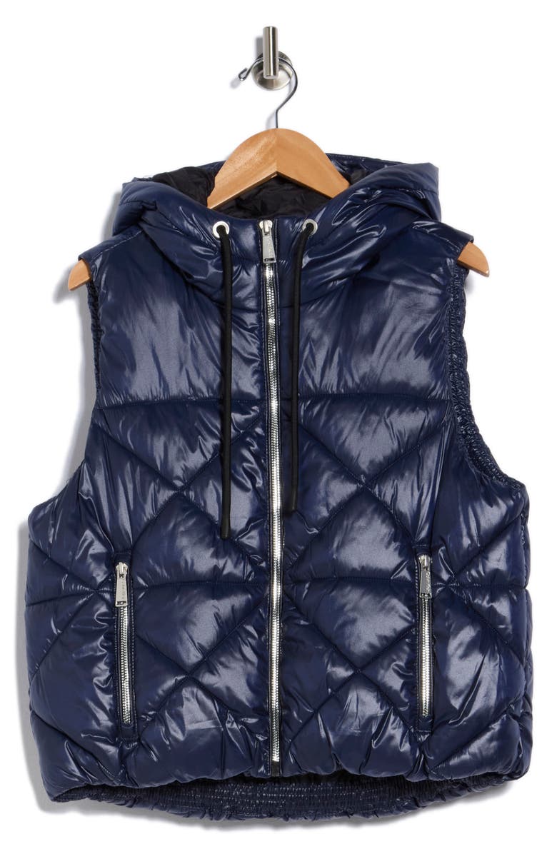 CALVIN KLEIN PERFORMANCE Hooded Diamond Quilted Vest, Alternate, color, Metallic Inkwell