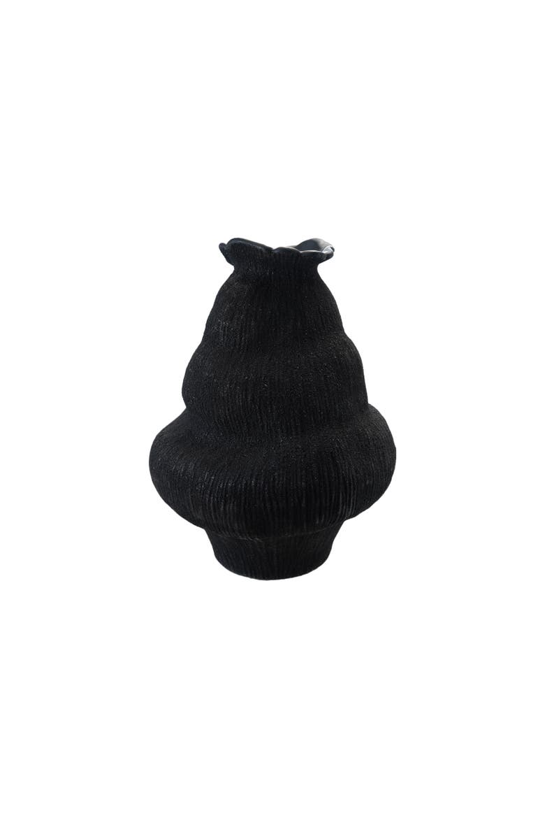 Large Stoneware Organic Shaped Vase, Sand Finish, Black, Main, color, Black