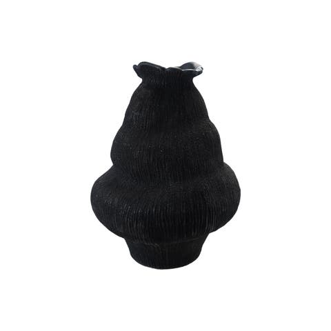 Large Stoneware Organic Shaped Vase, Sand Finish, Black
