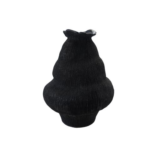 Storied Home Large Stoneware Organic Shaped Vase, Sand Finish, Black