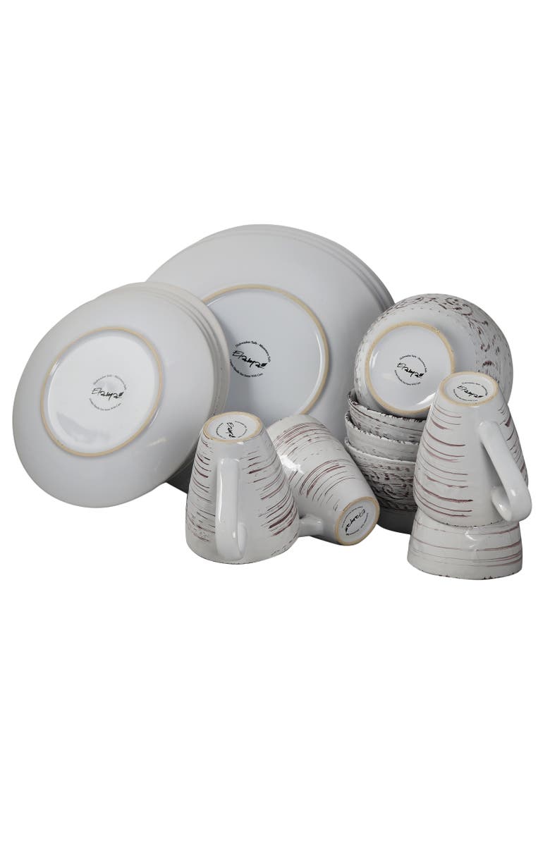 Elama Malibu Sands 16-Piece Dinnerware Set in Shell, Alternate, color, Blue