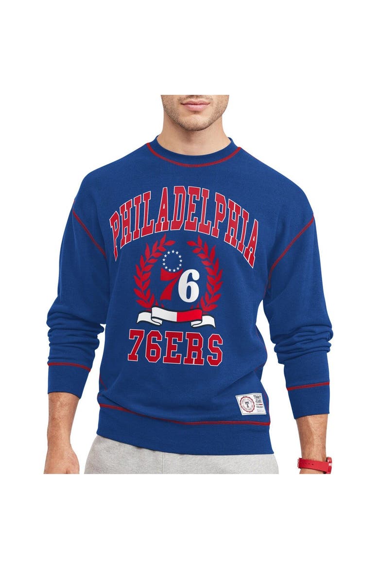 Men's Tommy Jeans Royal Philadelphia 76ers Peter French Terry Pullover Sweatshirt, Main, color, Royal
