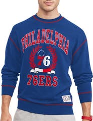 TOMMY JEANS Men's Tommy Jeans Royal Philadelphia 76ers Peter French Terry Pullover Sweatshirt