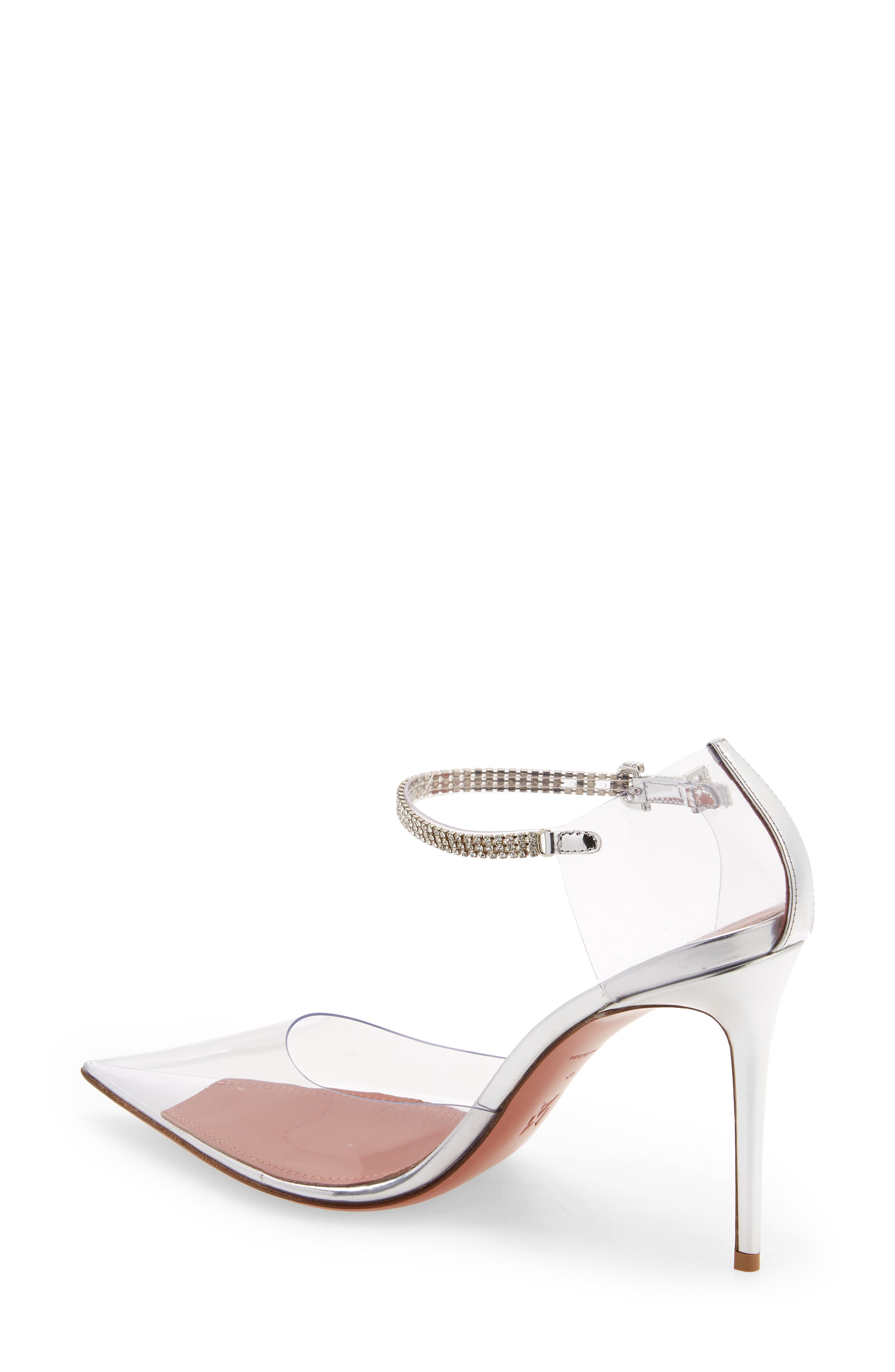 Amina Muaddi Ursina Crystal Strap Pointed Toe Clear Pump, Alternate, color, 