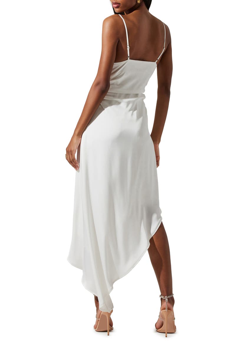 Mirie Asymmetric Satin Dress, Alternate, color, OFF WHITE