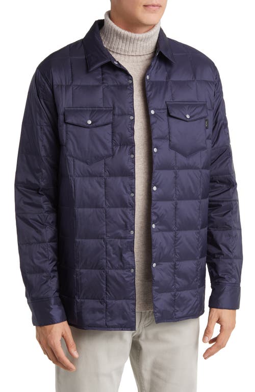 TAION Quilted Down Shirt Jacket in Navy 