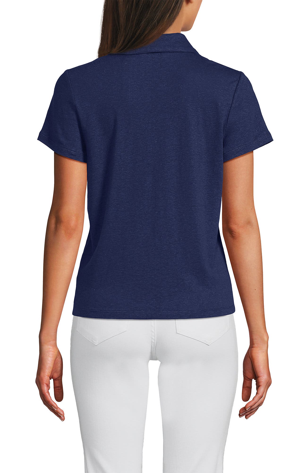 Linen Blend Short Sleeve Button Front Polo Top - image 4
