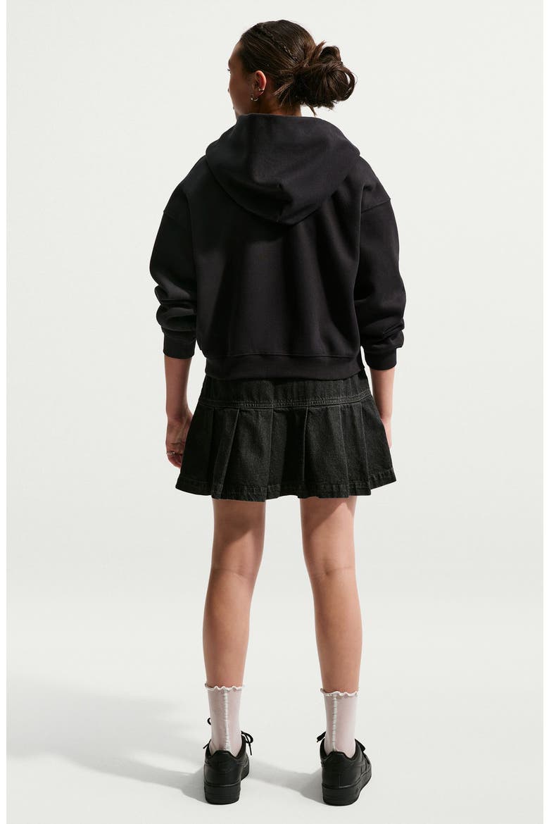 Kids' Sportswear Denim Pleated Skirt, Alternate, color, BLACK/ ANTHRACITE/ VOLT